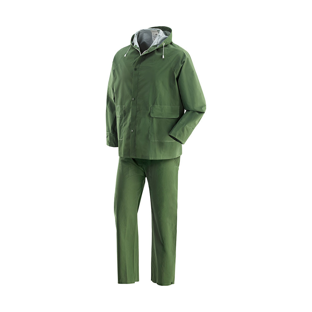 Il completo Pluvio Neri Verde è un completo di giacca e pantalone con un peso per ambi i capi di 390 g/m2.