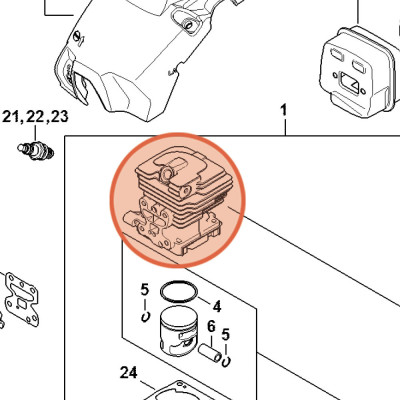 Cilindro con pistone ¯ 37 mm originale per motoseghe Stihl MS 162 - 11480201201