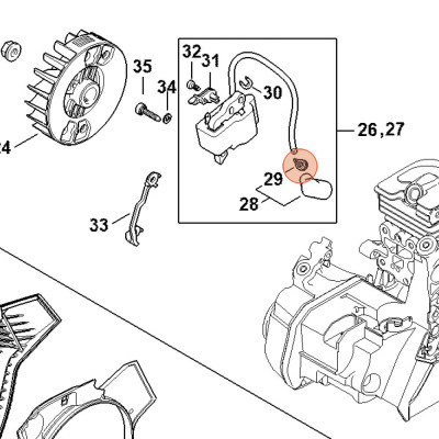 Molla con gancio accensione originale per motoseghe Stihl - 00009980621