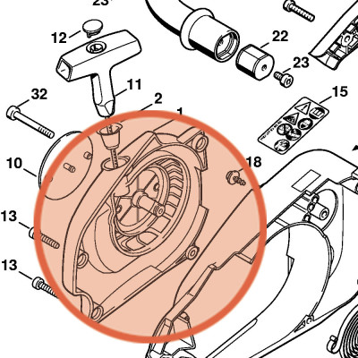 Coperchio ventola originale per motoseghe Stihl - 11320803100