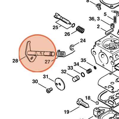 Albero farfalla riduzione con leva originale per motoseghe Stihl - 11321207101